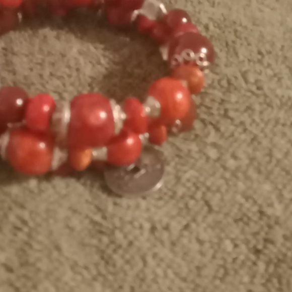 BJ925 Designers sterling Red Jasper coil bracelet - Picture 3 of 4